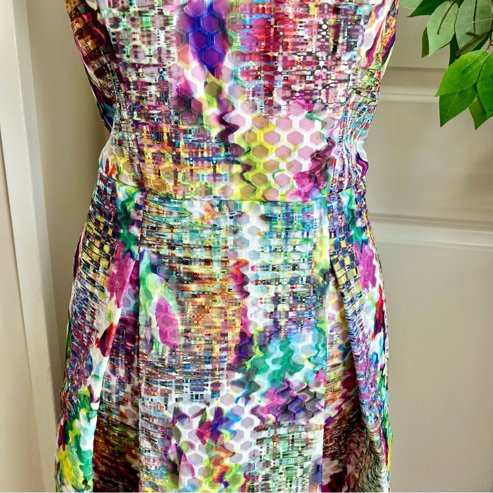 NY & Co Sleeveless Fit & Flare Art Print Dress Pink Sz 8P - Picture 5 of 16